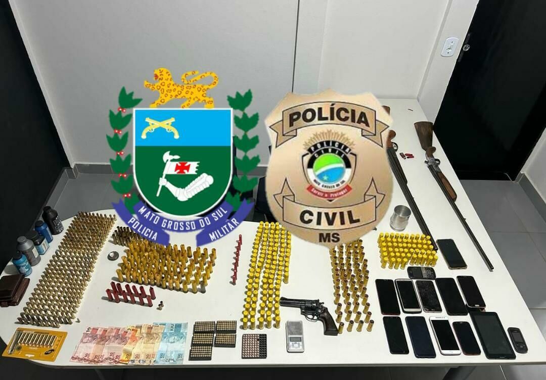 Imagem de compartilhamento para o artigo PM e Polícia Civil prendem homem com  arsenal de armas e droga em Coxim da MS Todo dia